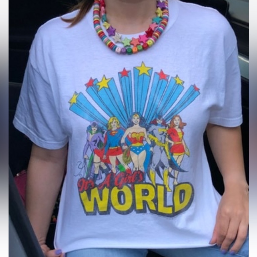 Junk Food A Girls World Hero Shirt Women's